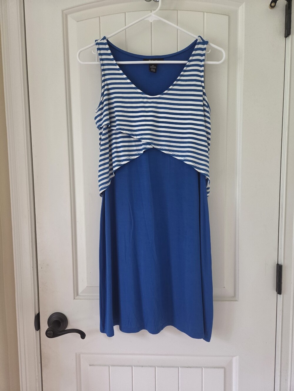 ✨Style & Co Sleeveless Blue & White Stripe Dress with Overlay, NWT, Size PP